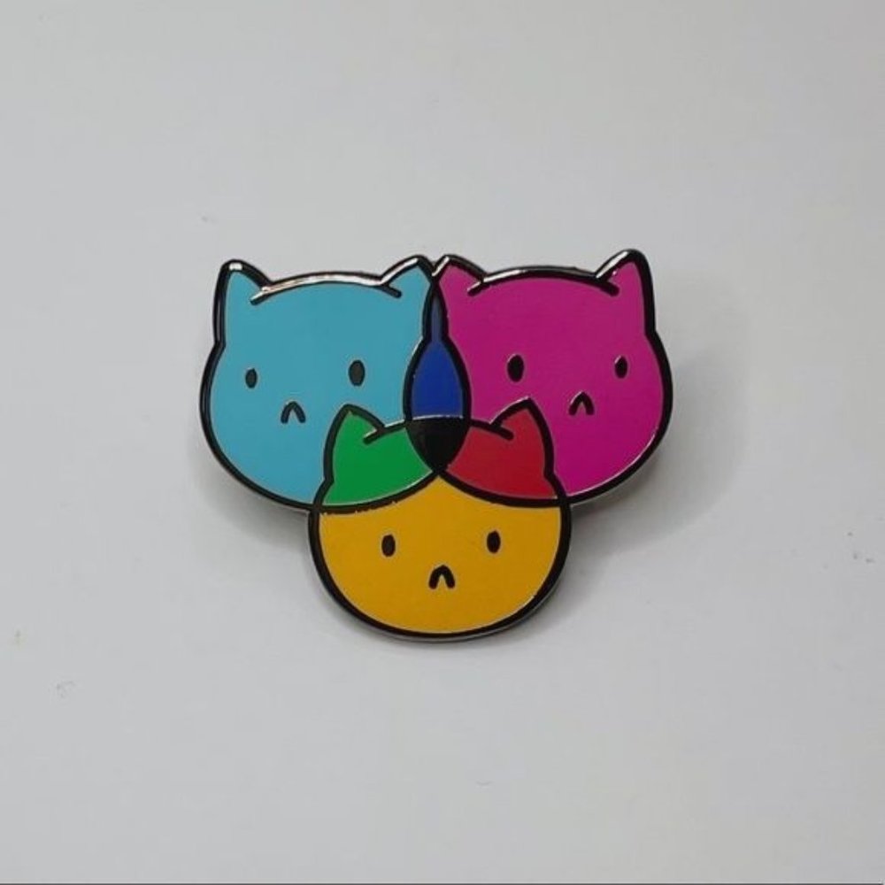 Cat color combo pin flair pink blue orange gold cats kitten kitty enamel metal